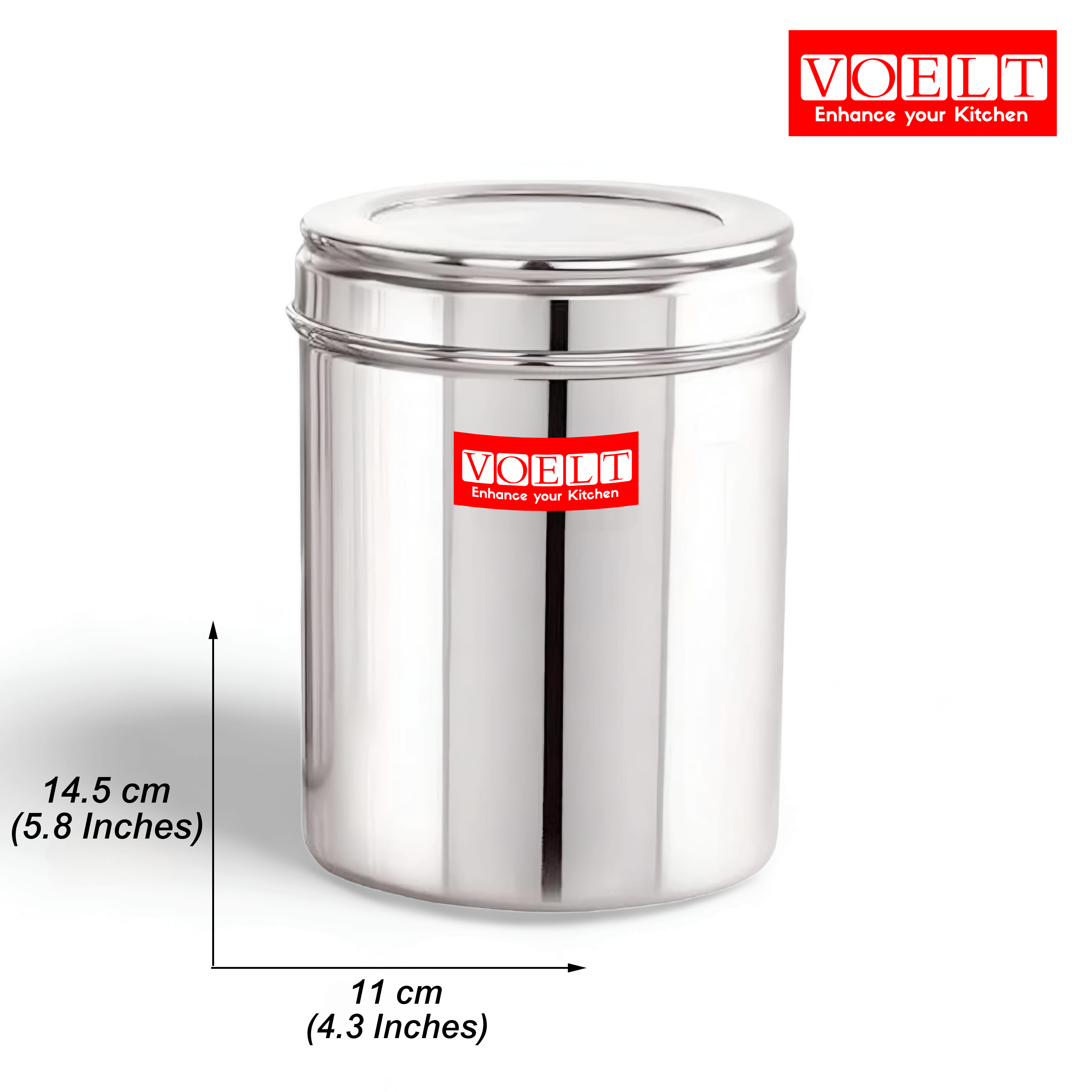 VOELT Airtight Stainless Steel Container – Ideal for Spices, Snacks, Grains- 1 kg  (Pack of 6, Silver)