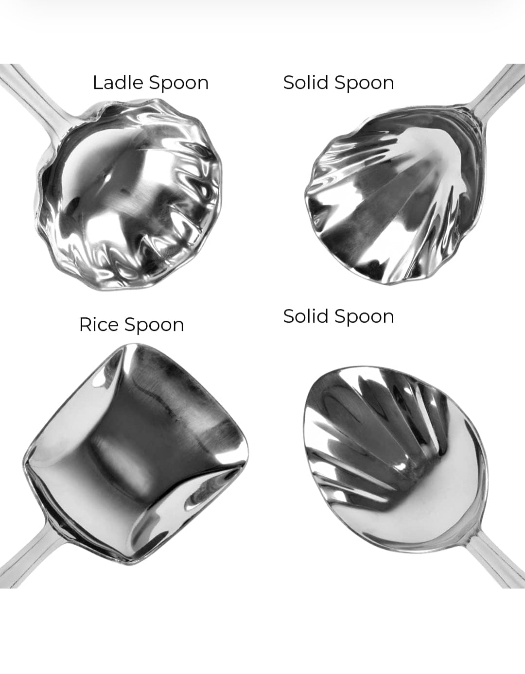 VOELT Royal Stainless Steel Serving Spoon Set – Pack of 4 | Premium Kitchen & Dining Cutlery