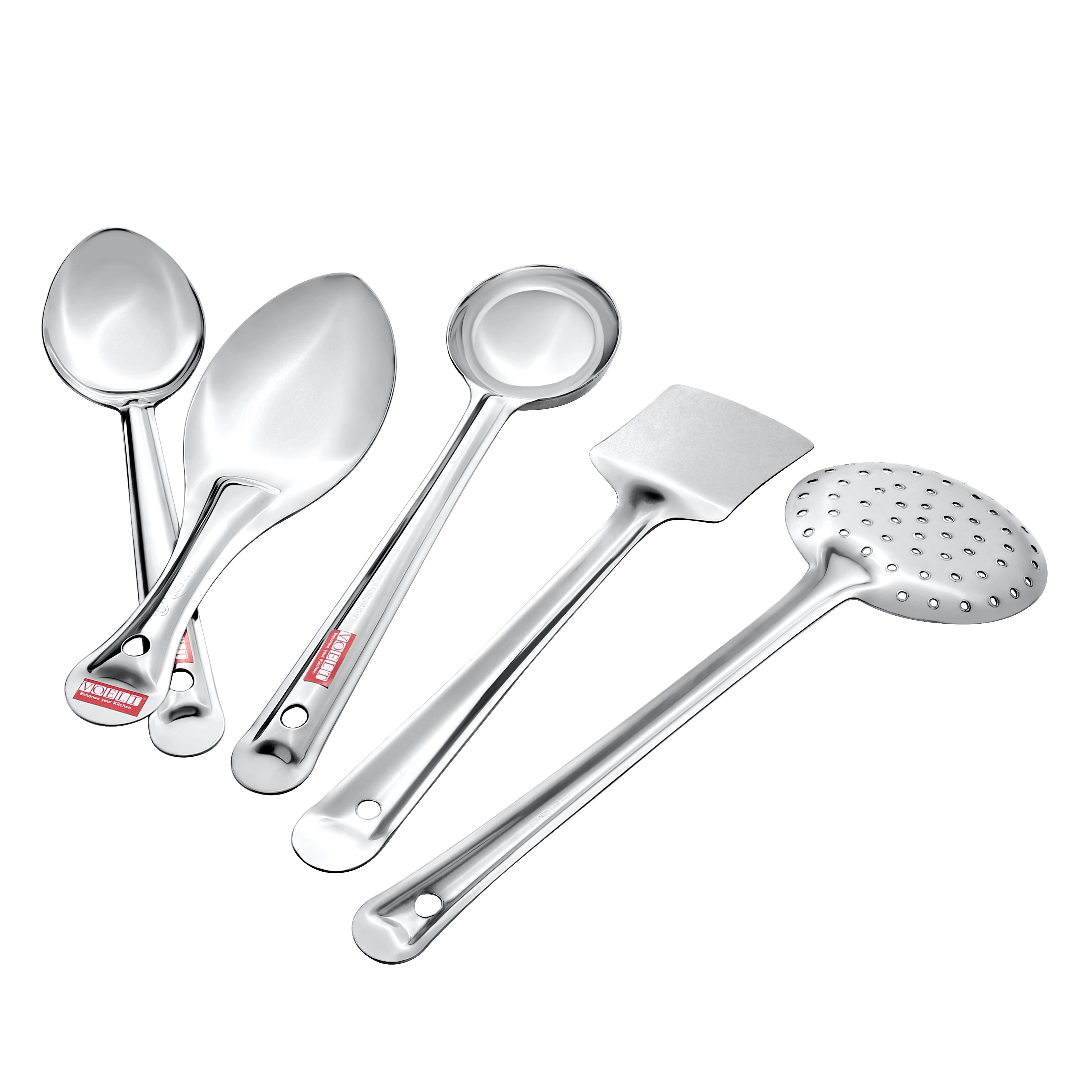 VOELT Stainless Steel Serving Spoon Set of 5 Premium Spoons for Home, Kitchen & Table Use