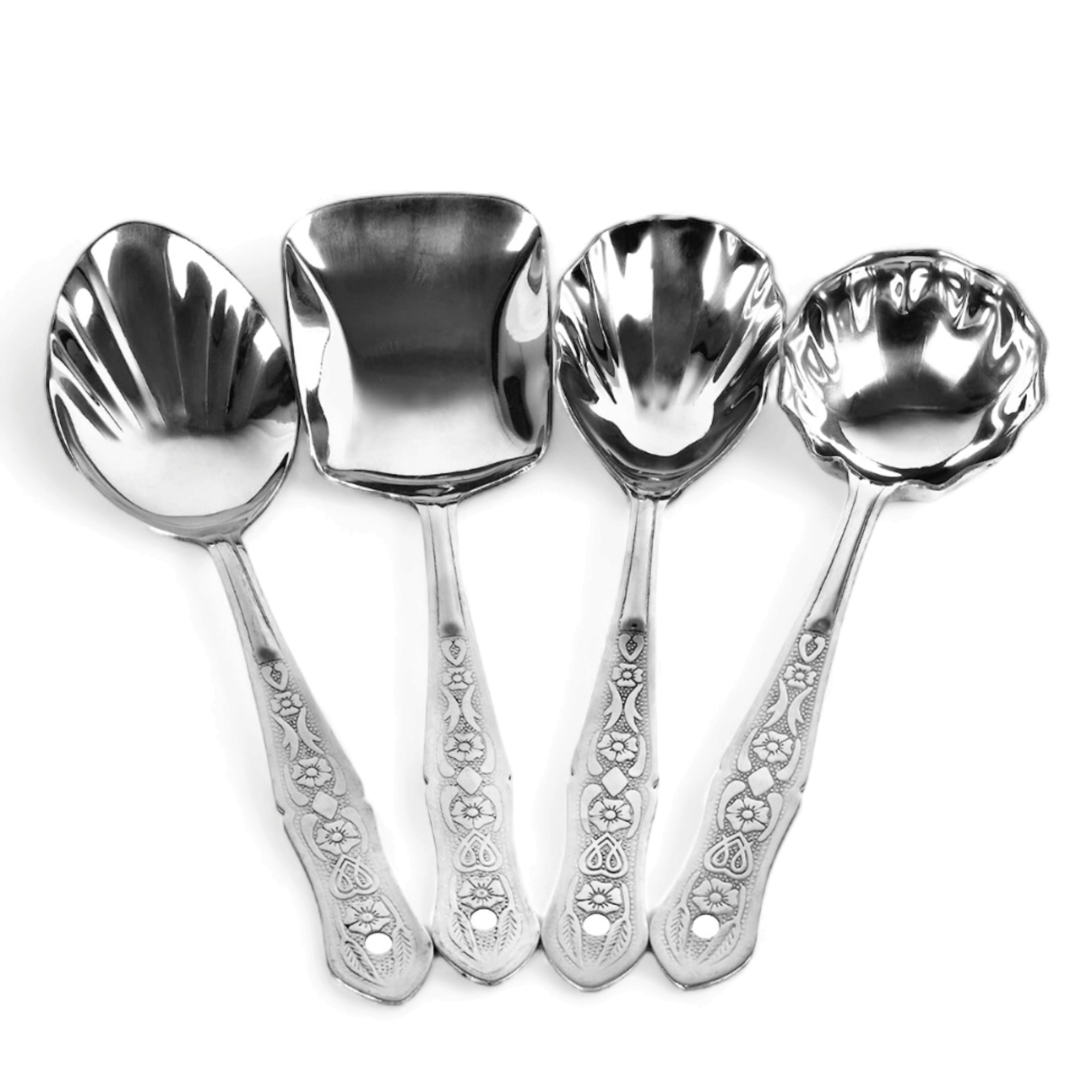 VOELT Royal Stainless Steel Serving Spoon Set – Pack of 4 | Premium Kitchen & Dining Cutlery