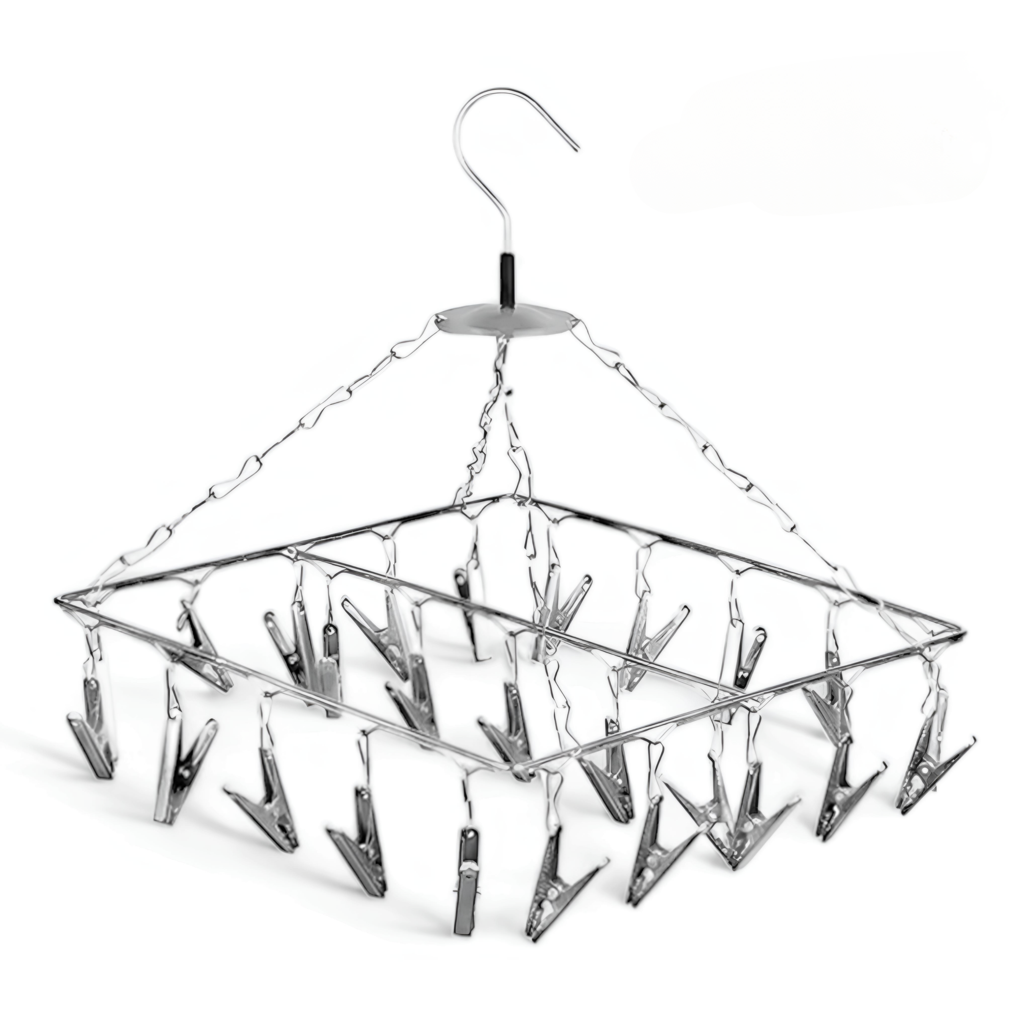 VOELT 25 Clips Stainless Steel Square Cloth Hanger | Cloth Dryer | Clothes Pegs | Stainless Steel Cloth Clips