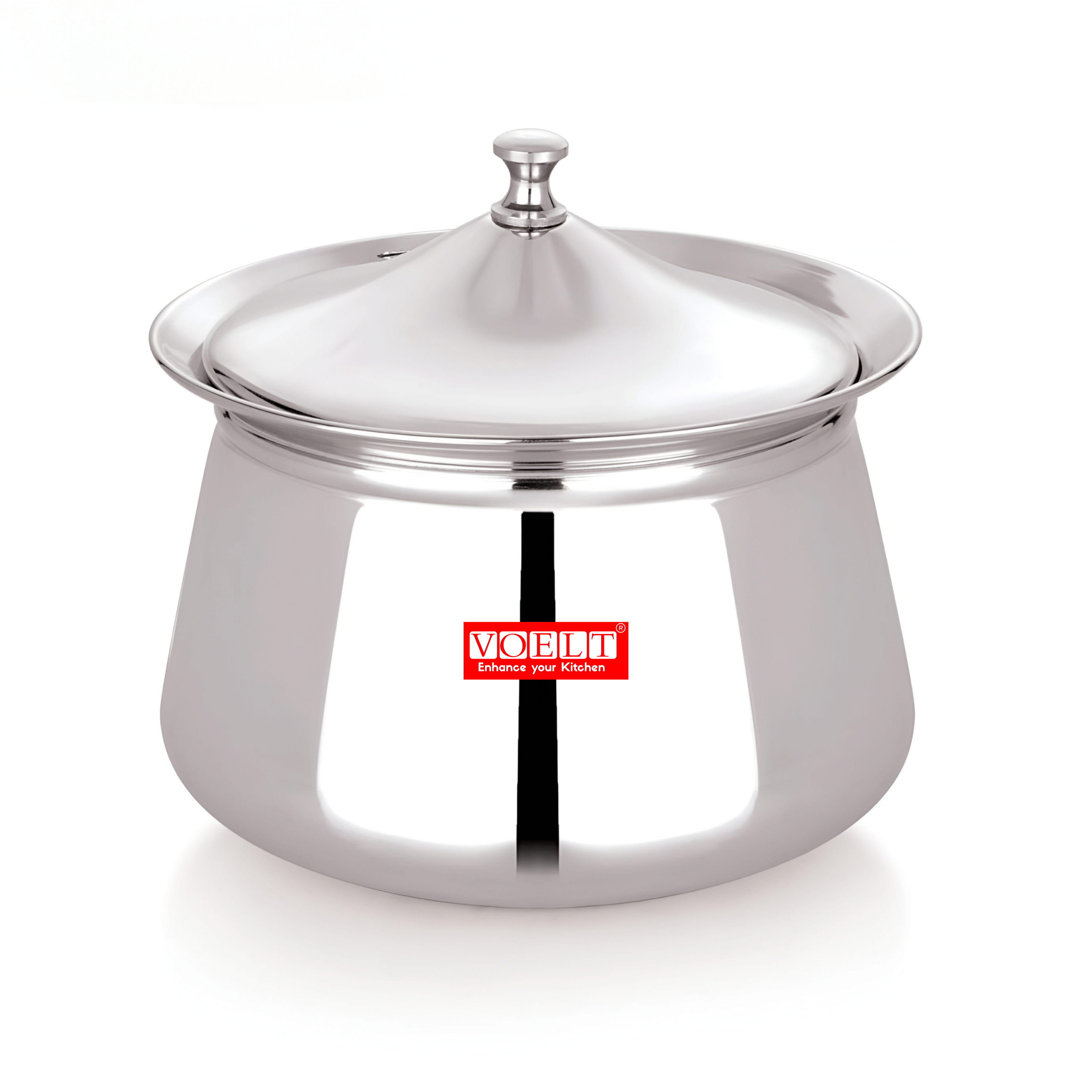 VOELT Stainless Steel Ruby Handi Set with Lid for Kitchen, Set of 3, 600ml, 1L & 1.15L, Silver