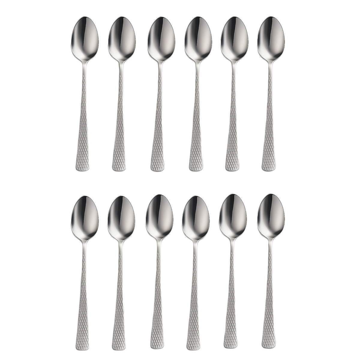 VOELT 12-Piece Hammered Stainless Steel Spoon Set - Premium Quality for Dining & Serving