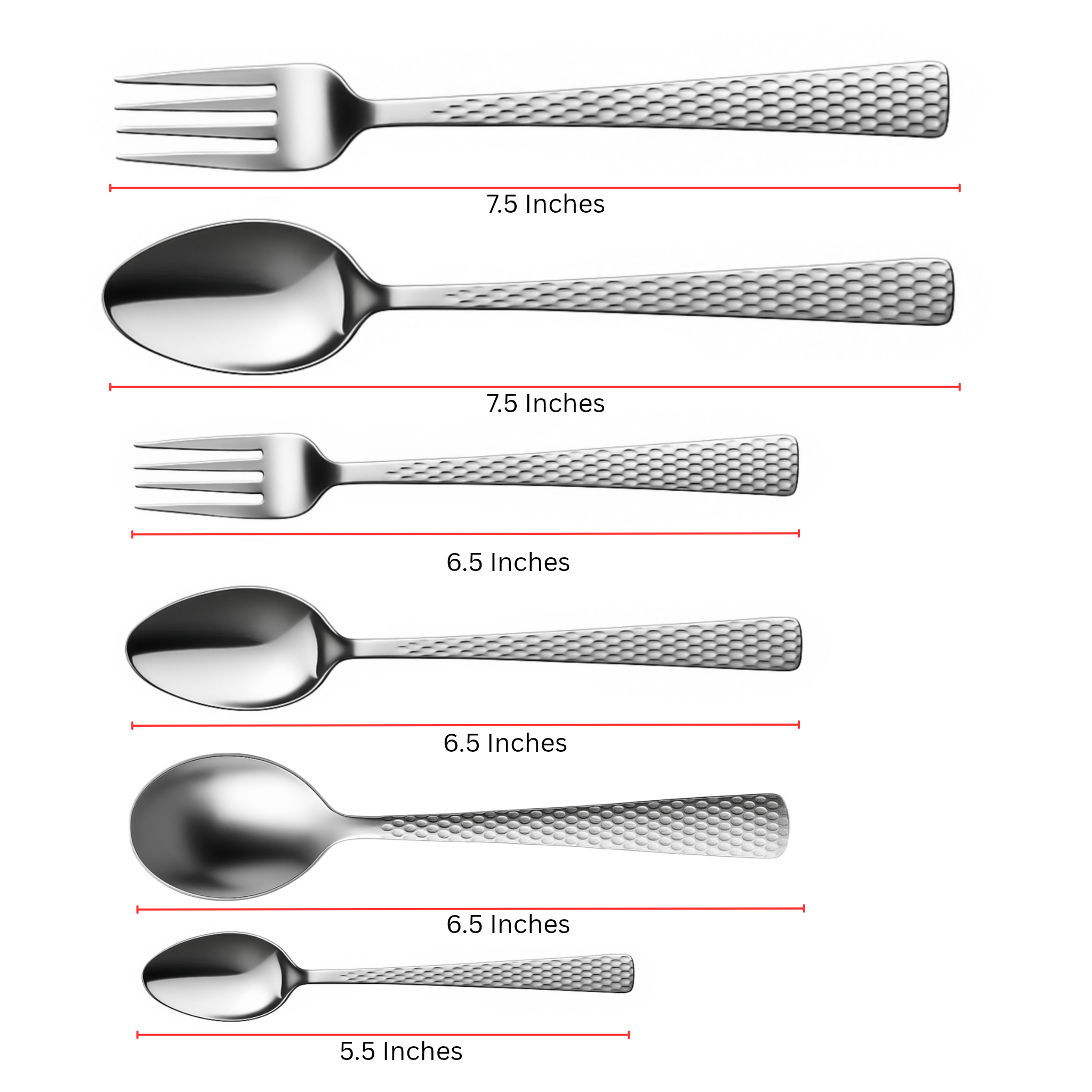 VOELT 24-Piece Stainless Steel Spoon Set | Premium Hammered Handle Cutlery for Home & Kitchen | Elegant Spoons and Forks for Dining & Gifting