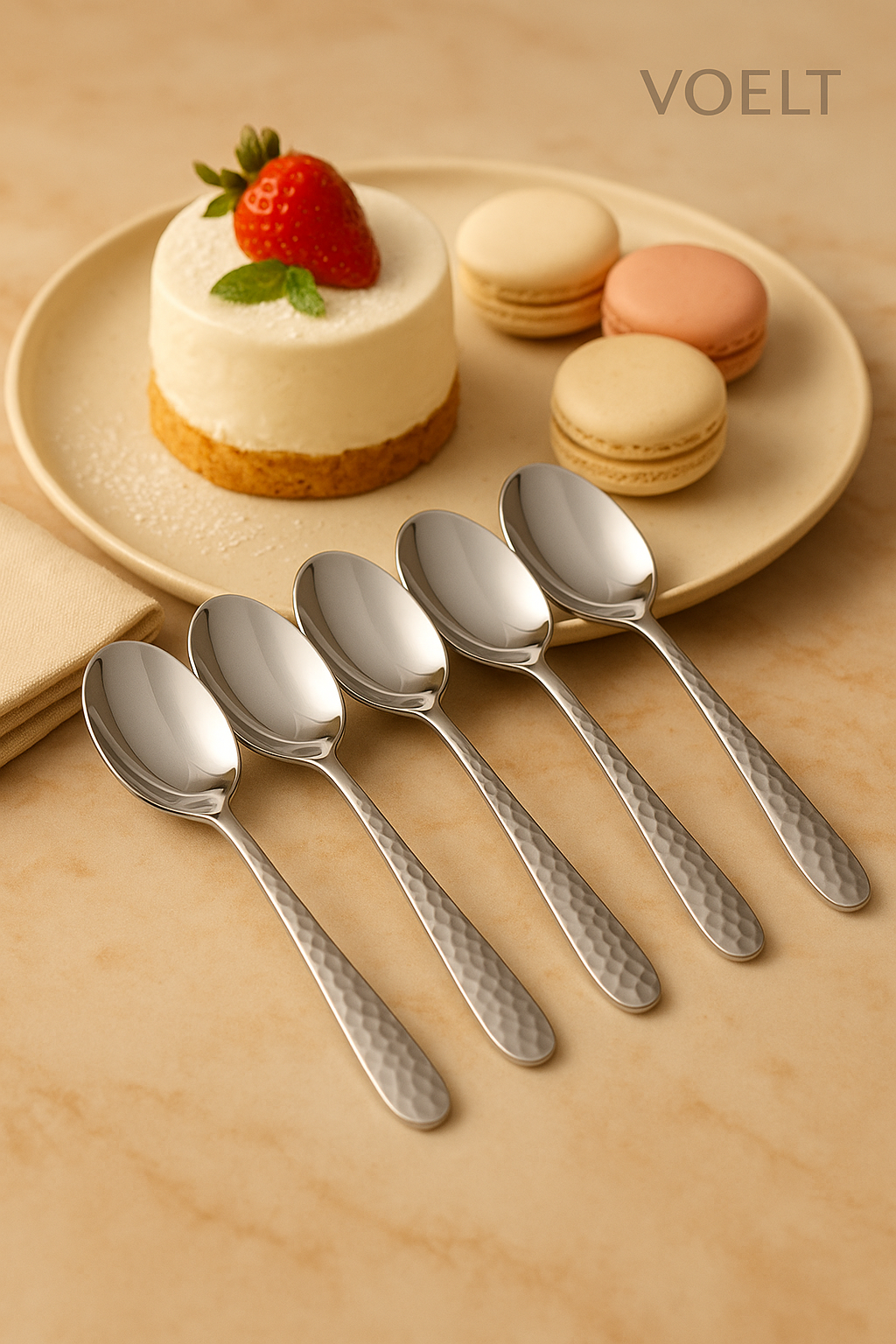 VOELT 12-Piece Hammered Stainless Steel Spoon Set - Premium Quality for Dining & Serving