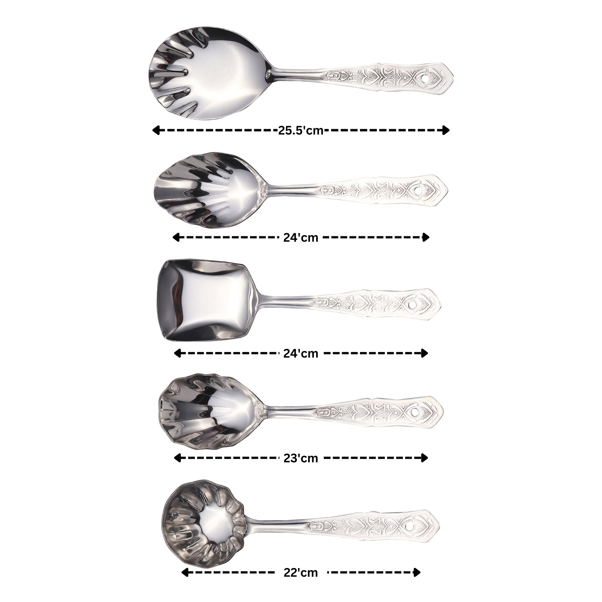 VOELT Royal Stainless Steel Serving Spoon Set – Pack of 5 | Premium Kitchen & Dining Cutlery