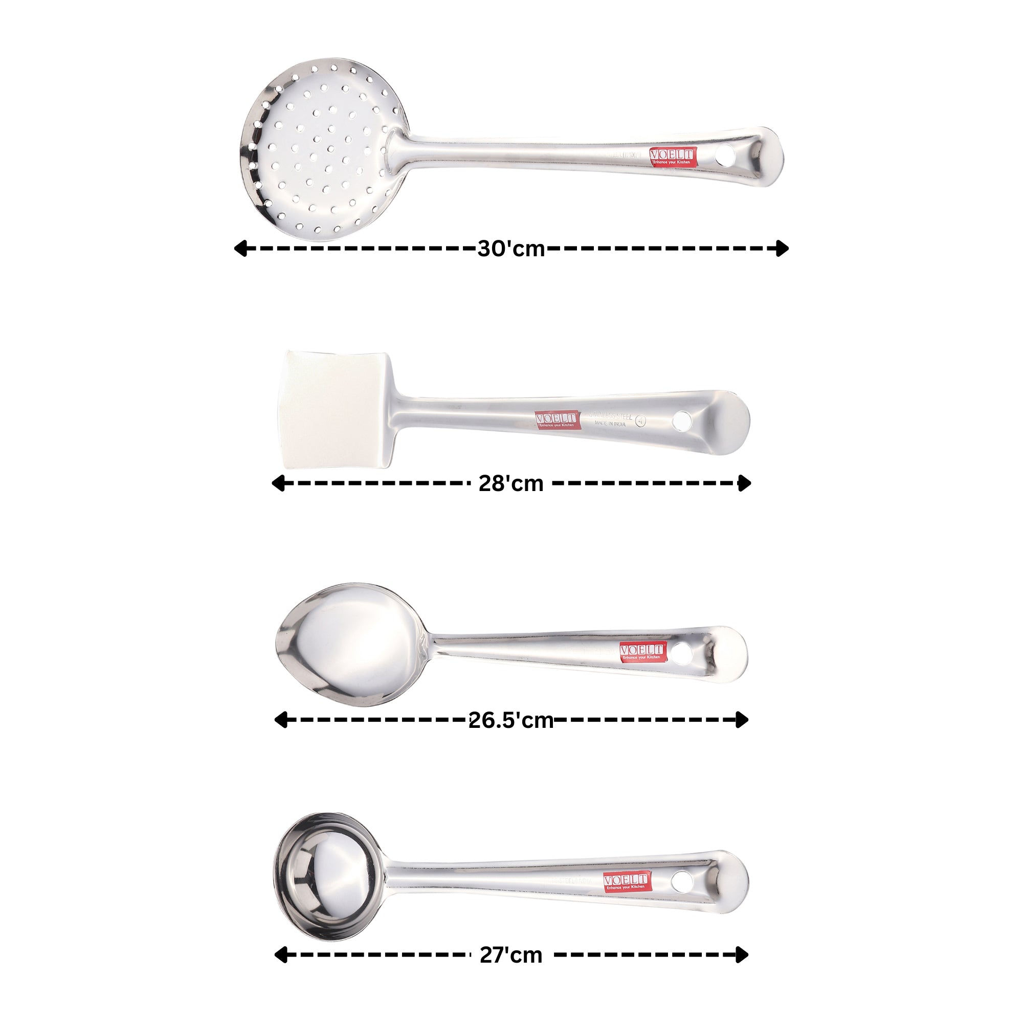 VOELT Stainless Steel Serving Spoon Set of 4 Premium Spoons for Home, Kitchen & Table Use