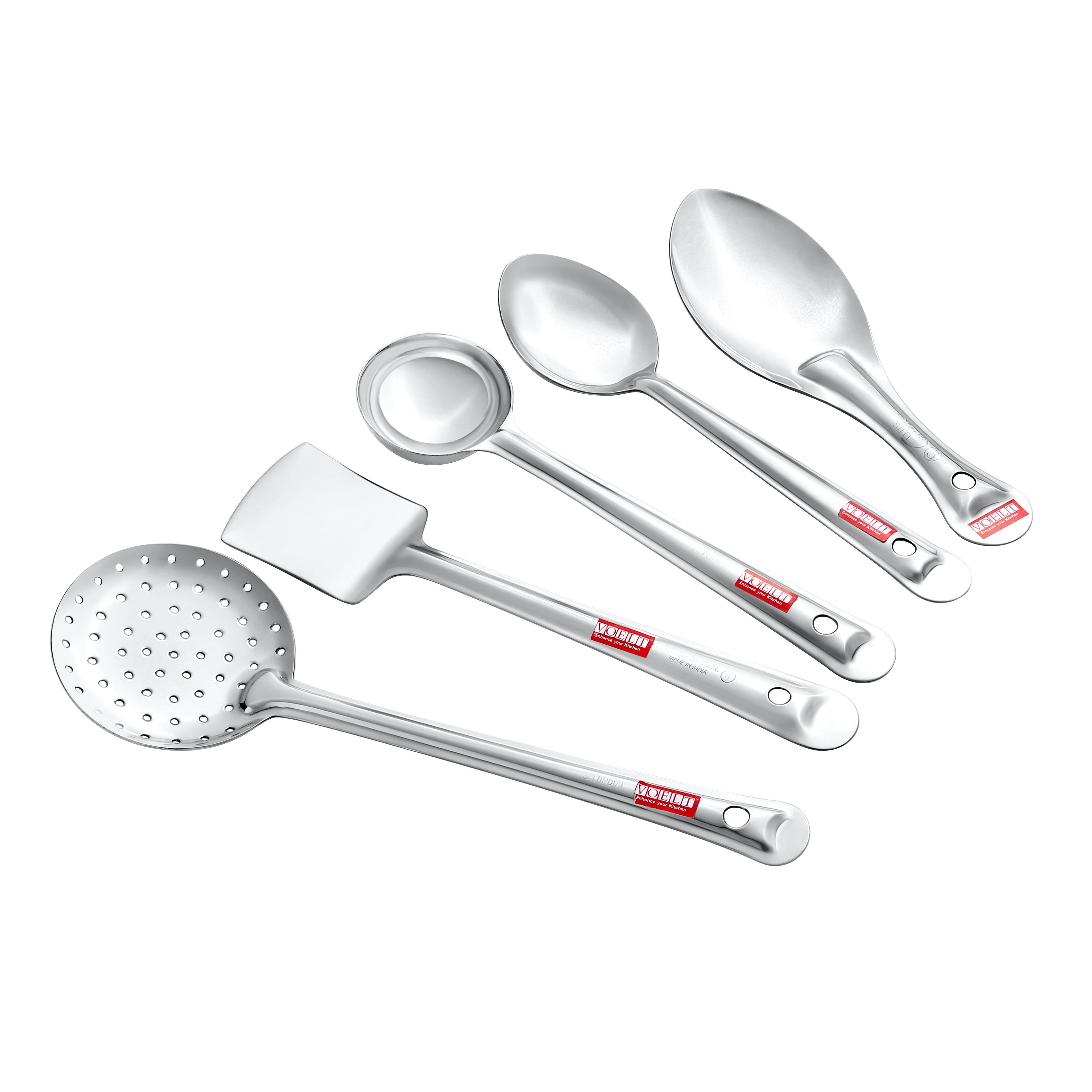VOELT Stainless Steel Serving Spoon Set of 5 Premium Spoons for Home, Kitchen & Table Use