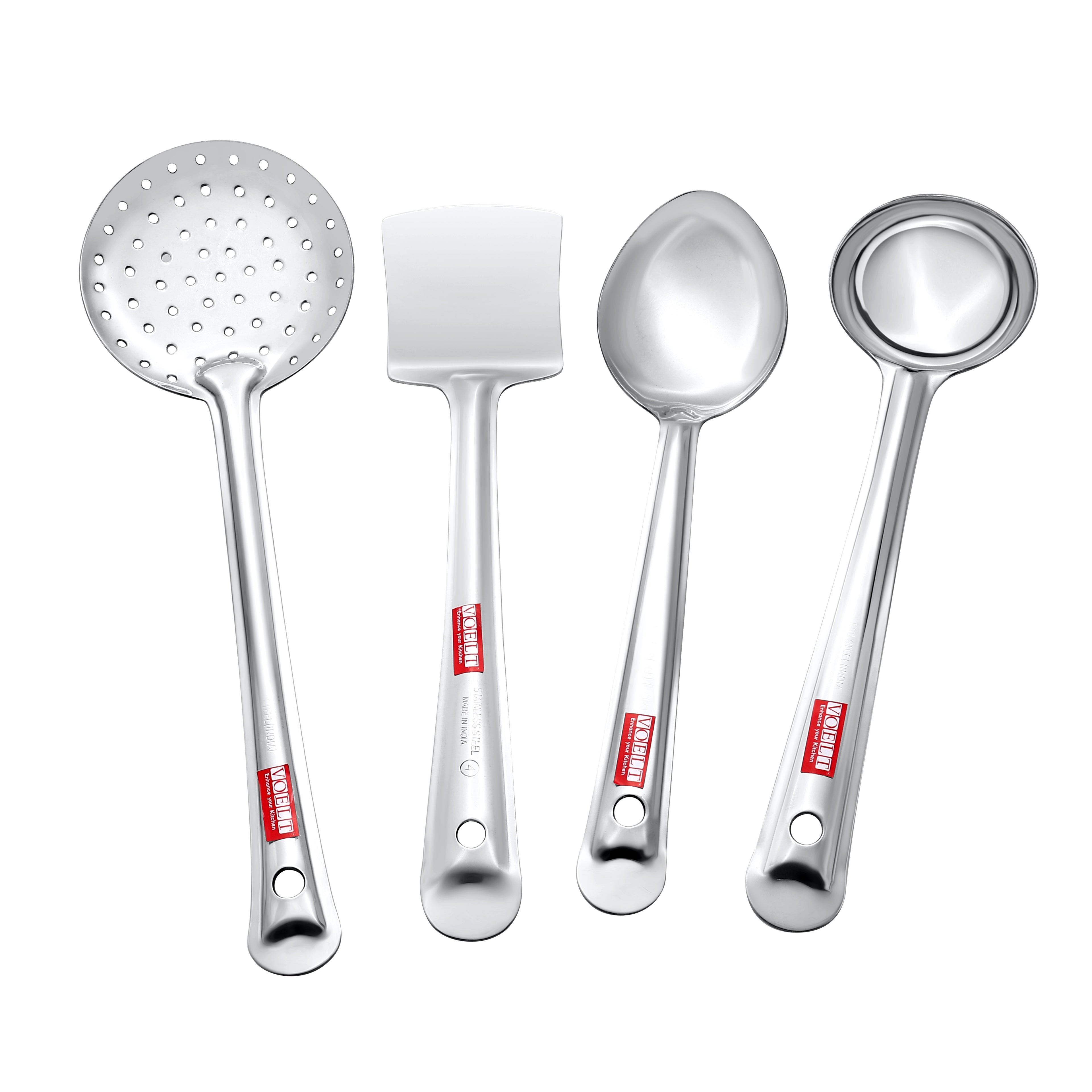 VOELT Stainless Steel Serving Spoon Set of 4 Premium Spoons for Home, Kitchen & Table Use