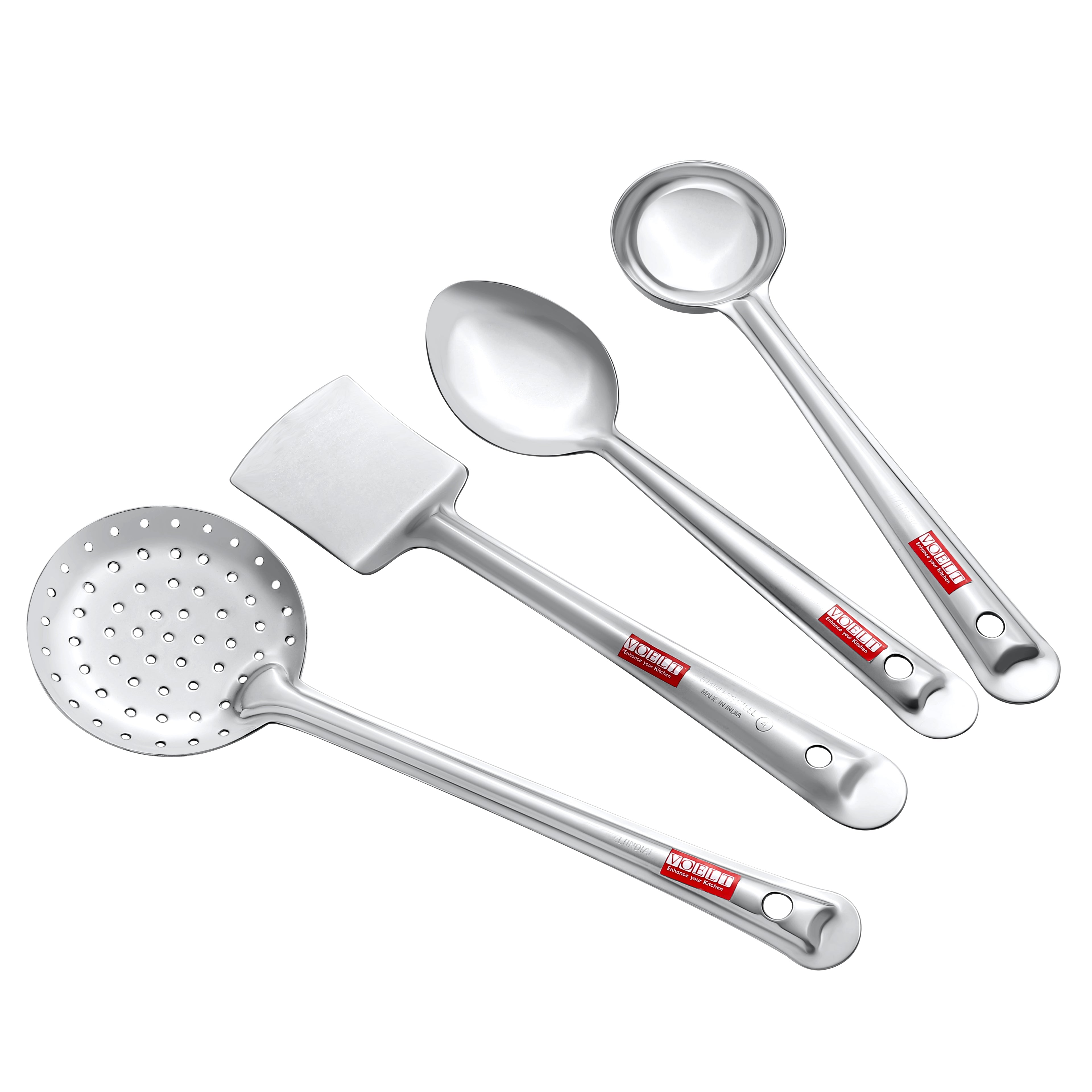 VOELT Stainless Steel Serving Spoon Set of 4 Premium Spoons for Home, Kitchen & Table Use