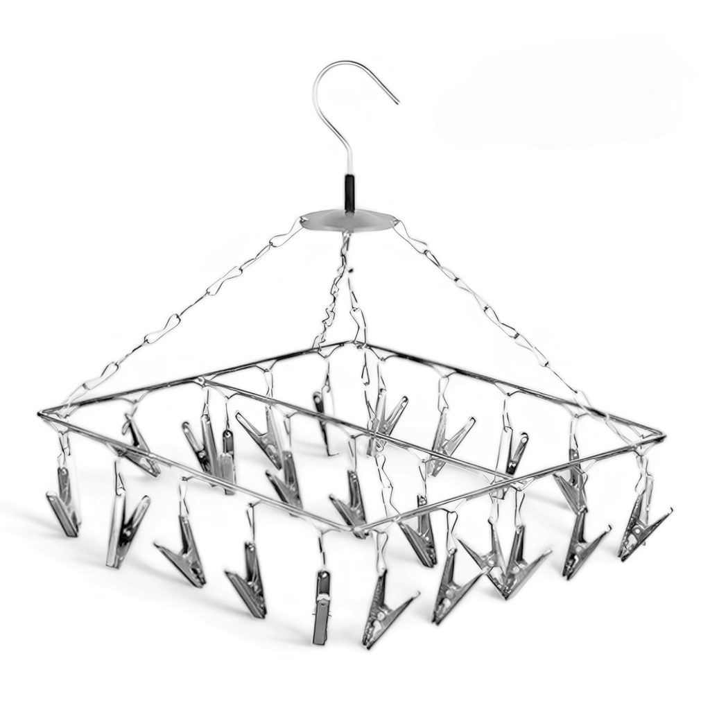 VOELT 25 Clips Stainless Steel Square Cloth Hanger | Cloth Dryer | Clothes Pegs | Stainless Steel Cloth Clips