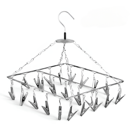 VOELT 25 Clips Stainless Steel Square Cloth Hanger | Cloth Dryer | Clothes Pegs | Stainless Steel Cloth Clips