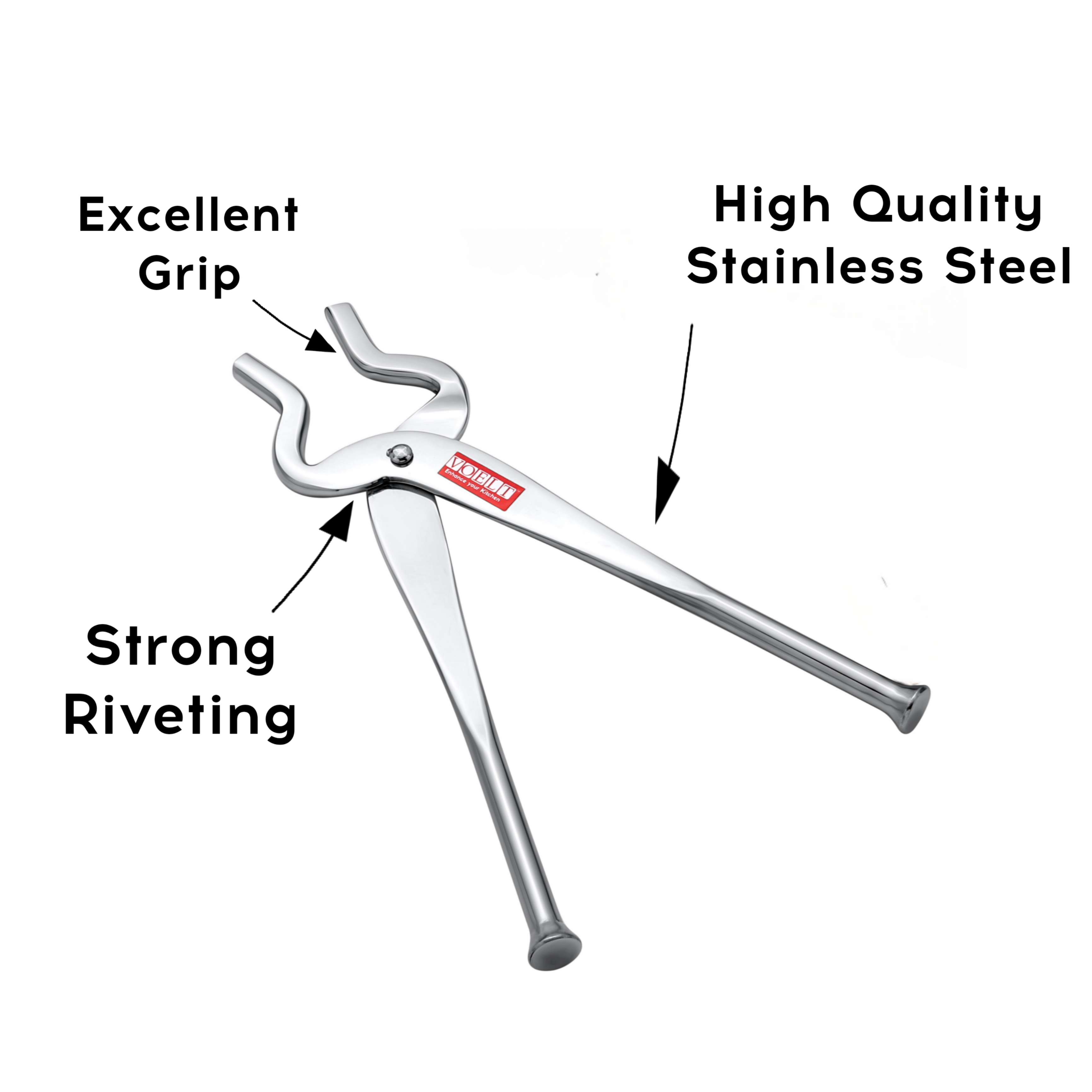 VOELT Premium Stainless Steel Sansi / Tong / Pakkad | Strong Reviting | Excellent Grip | 26 cm