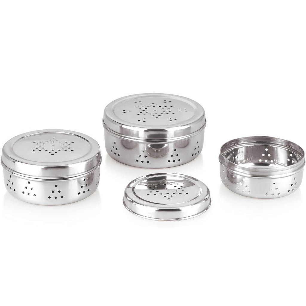 VOELT Stainless Steel Sprout Maker – 800 ml, Pack of 3 | Silver | Mirror Finish for Healthy Home Sprouting
