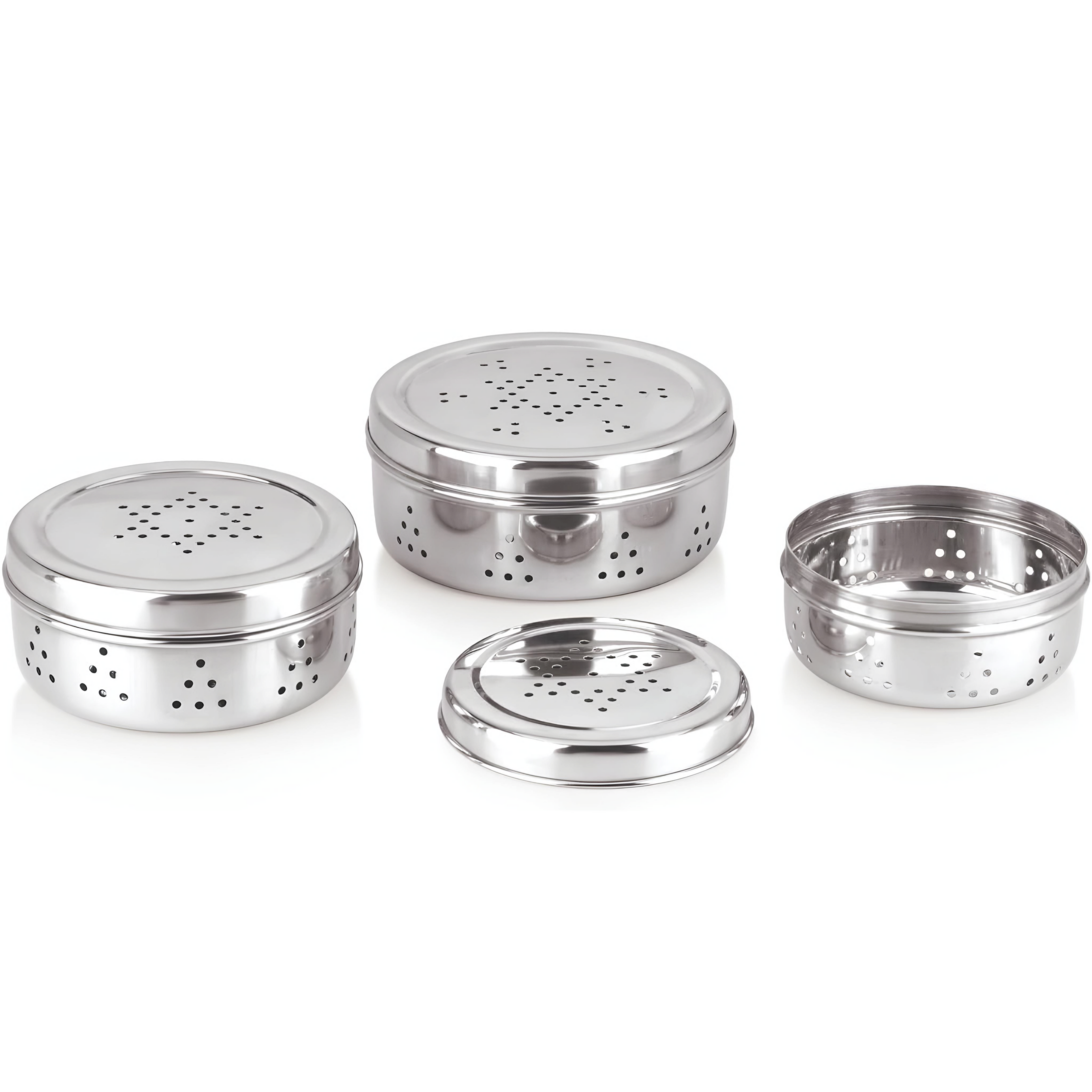 VOELT Stainless Steel Sprout Maker – 800 ml, Pack of 3 | Silver | Mirror Finish for Healthy Home Sprouting