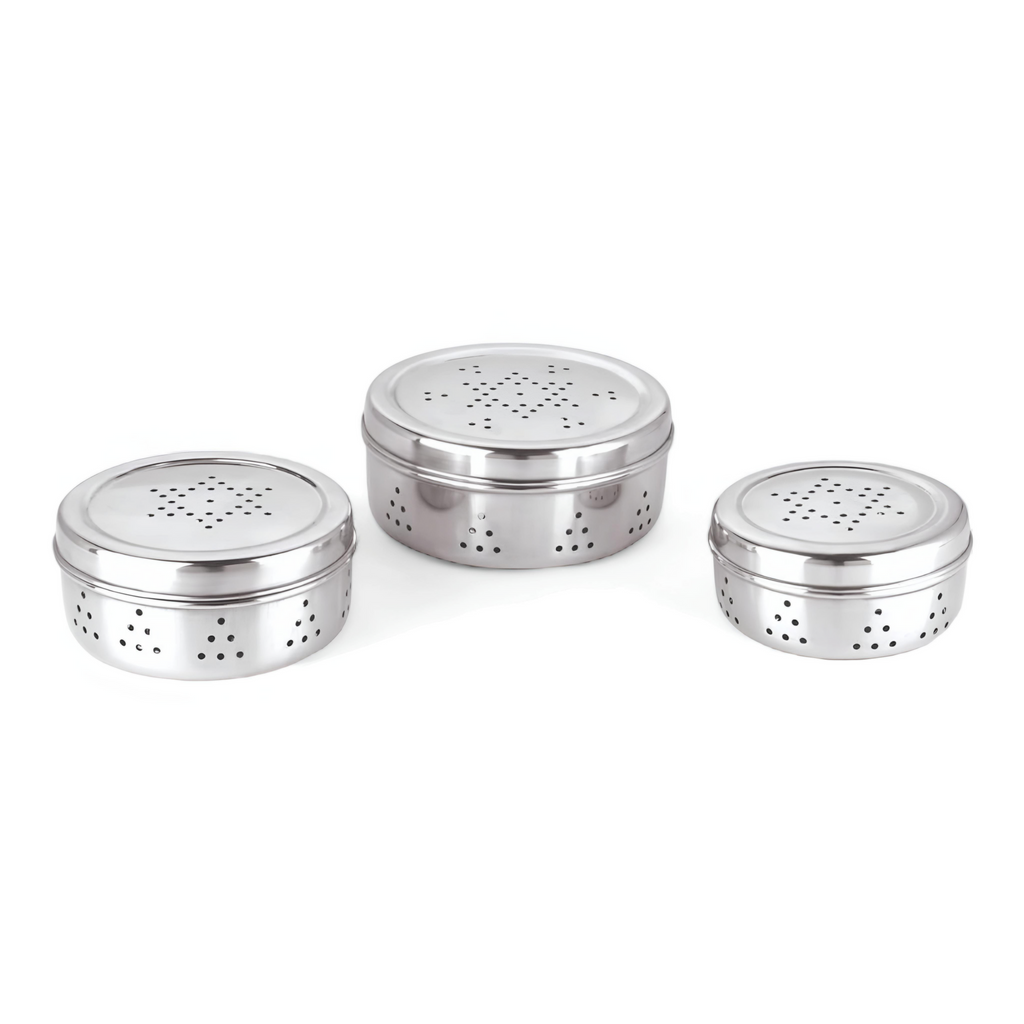 VOELT Stainless Steel Sprout Maker – 800 ml, Pack of 3 | Silver | Mirror Finish for Healthy Home Sprouting