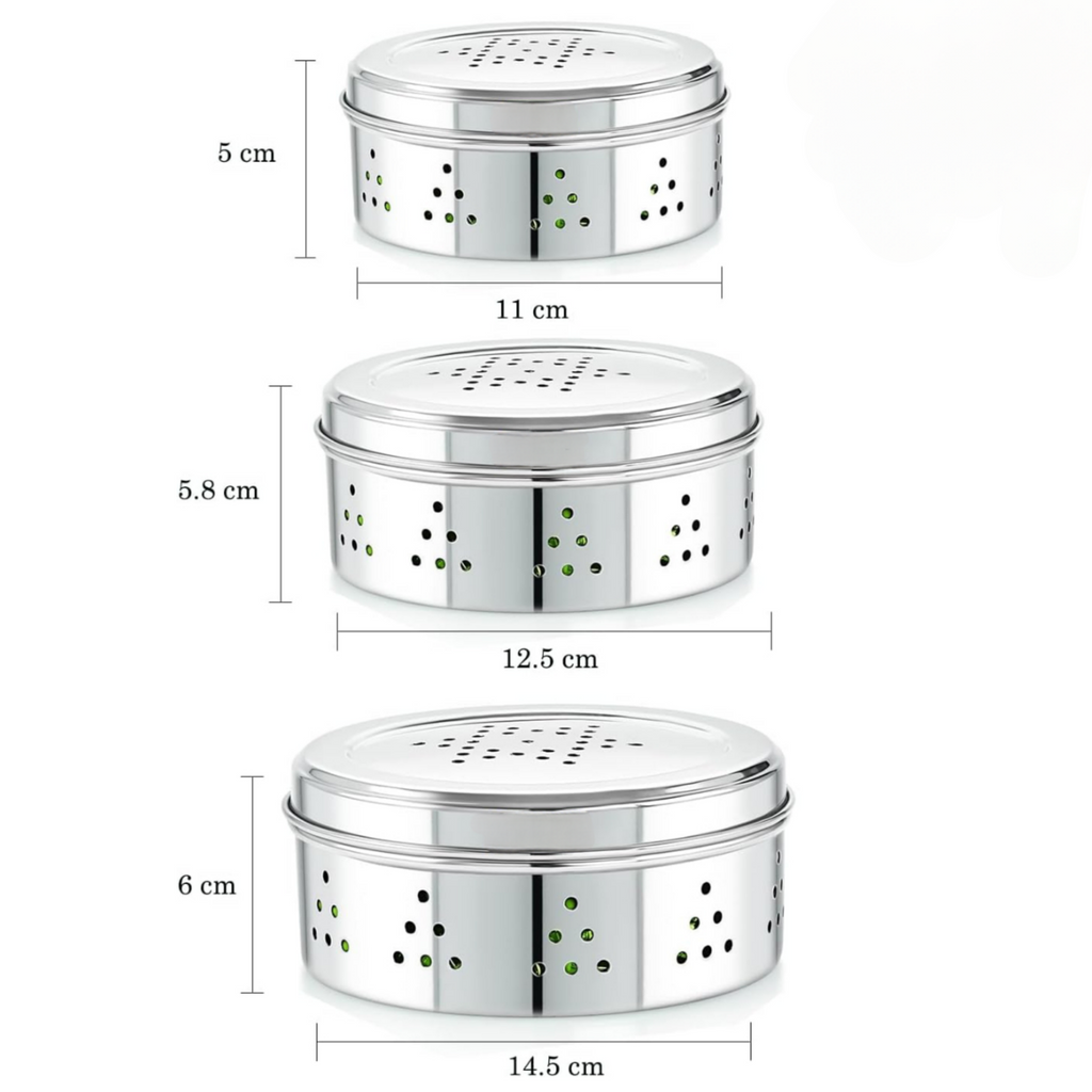 VOELT Stainless Steel Sprout Maker – 800 ml, Pack of 3 | Silver | Mirror Finish for Healthy Home Sprouting