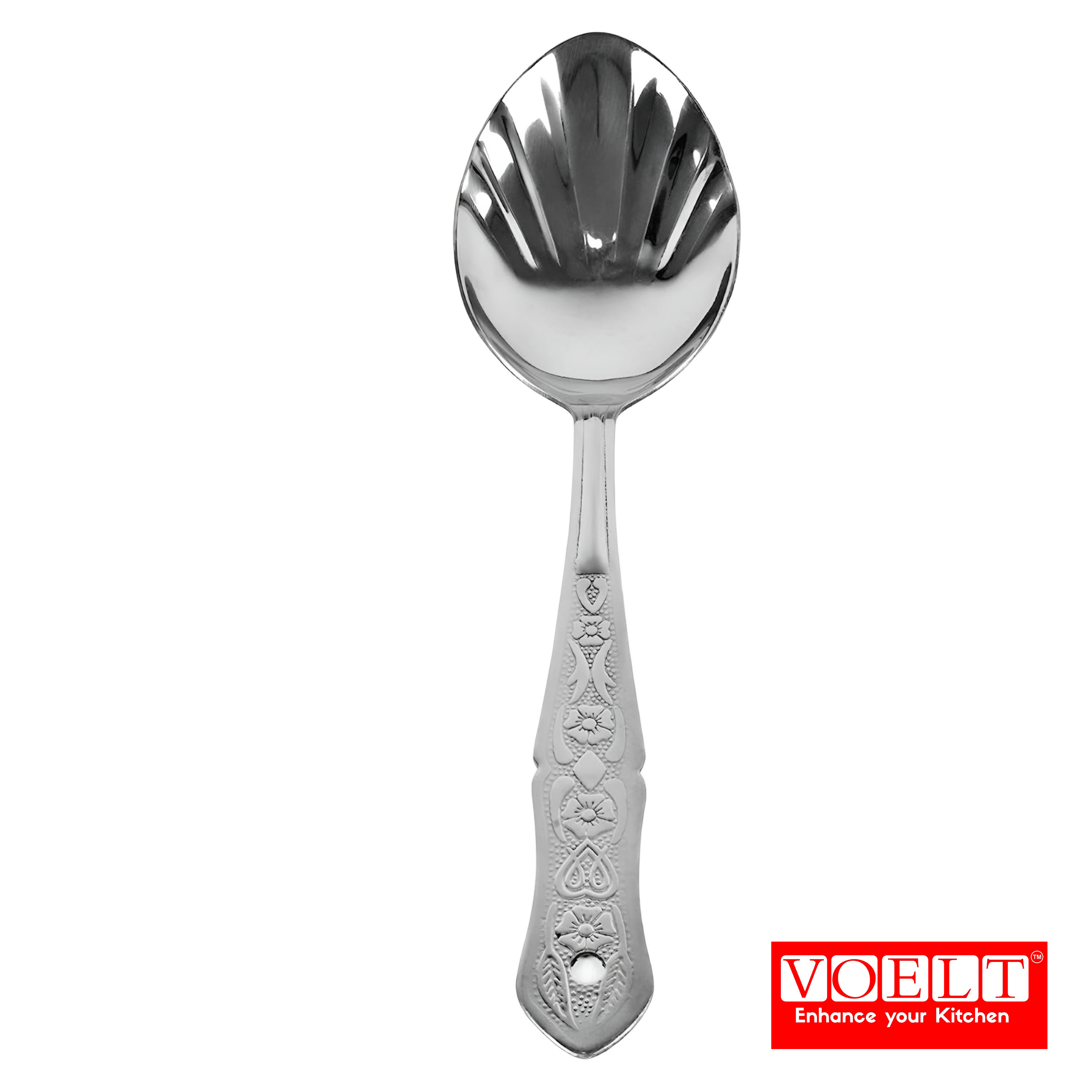 VOELT Royal Stainless Steel Serving Spoon Set – Pack of 4 | Premium Kitchen & Dining Cutlery