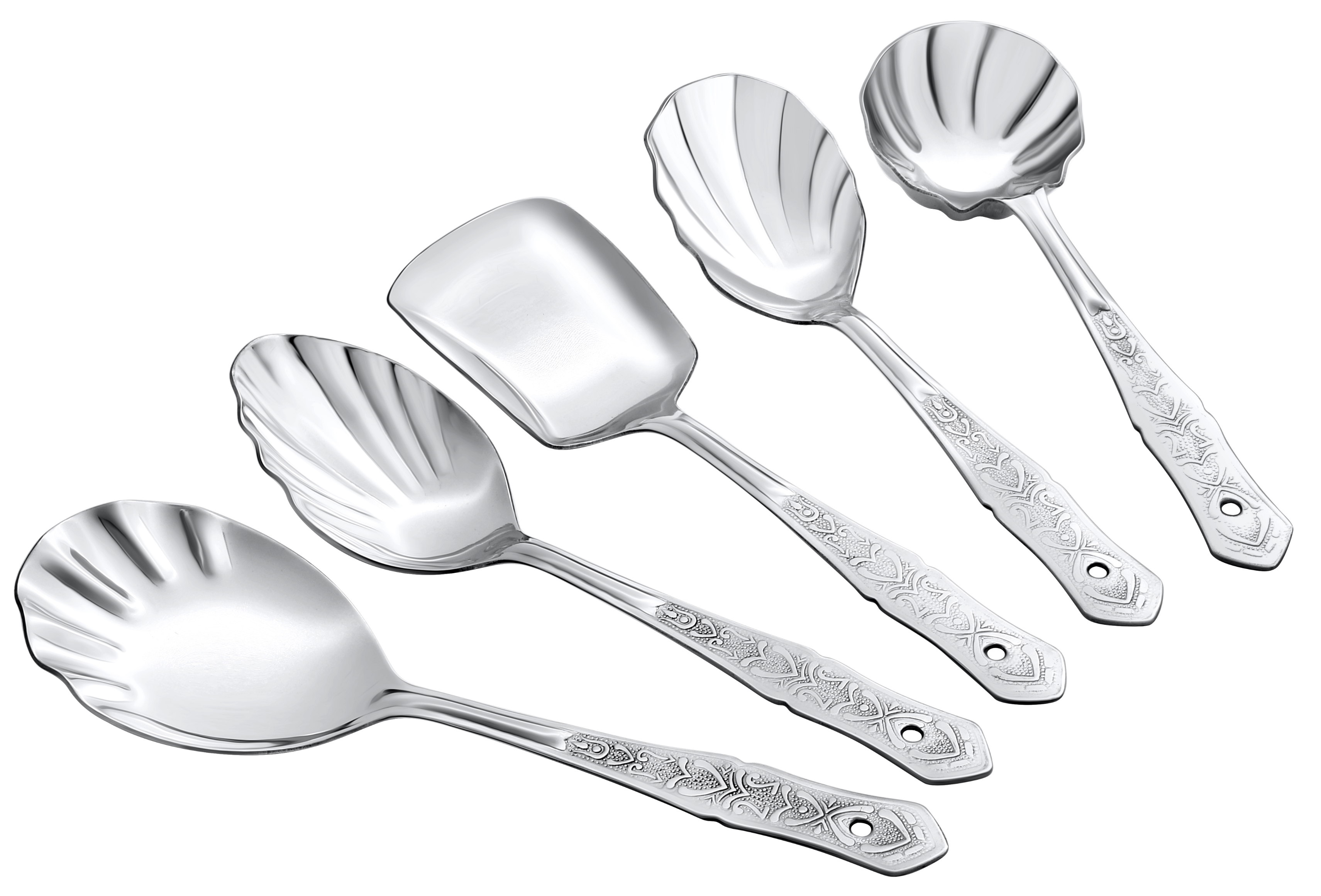 VOELT Royal Stainless Steel Serving Spoon Set – Pack of 5 | Premium Kitchen & Dining Cutlery
