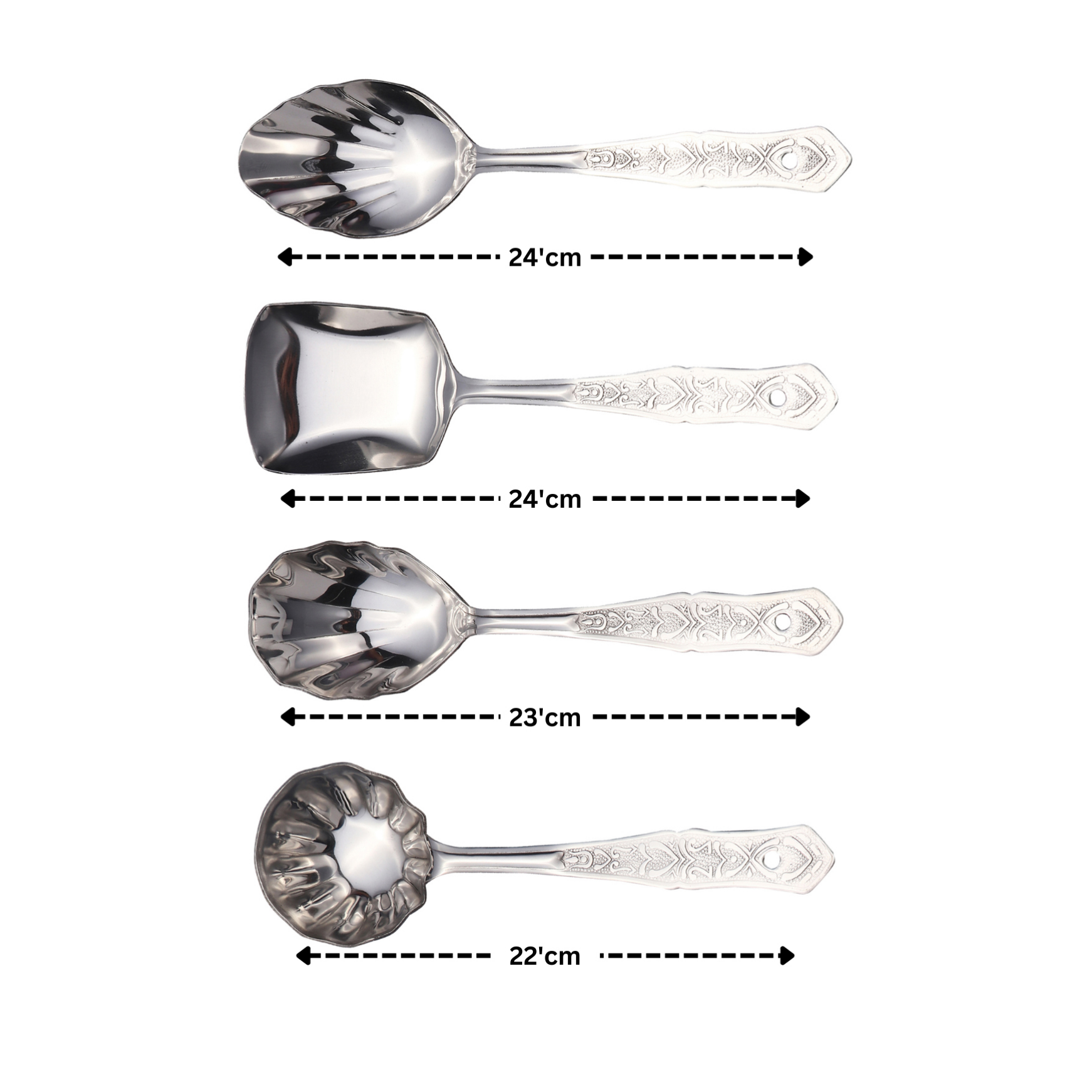 VOELT Royal Stainless Steel Serving Spoon Set – Pack of 4 | Premium Kitchen & Dining Cutlery