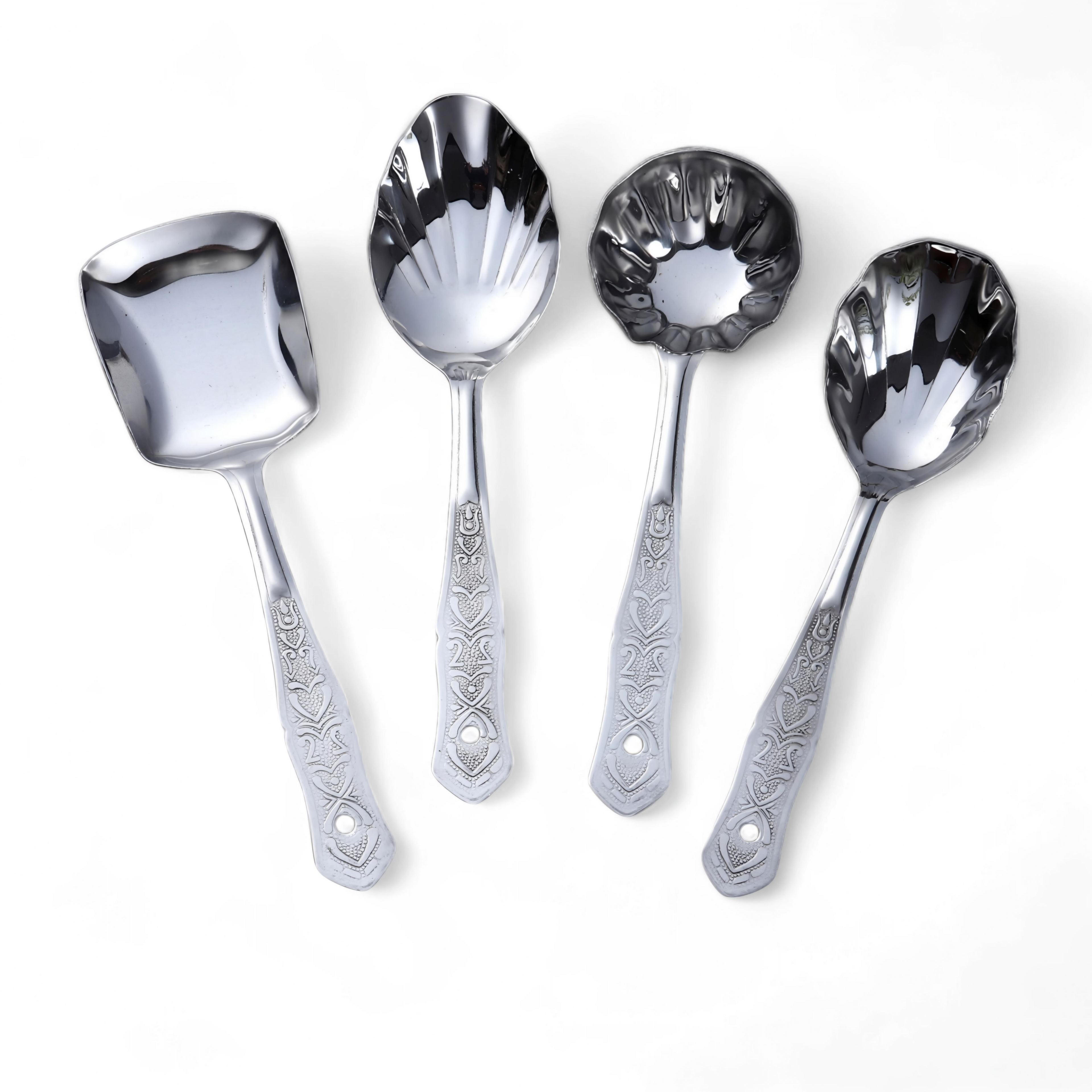 VOELT Royal Stainless Steel Serving Spoon Set – Pack of 4 | Premium Kitchen & Dining Cutlery