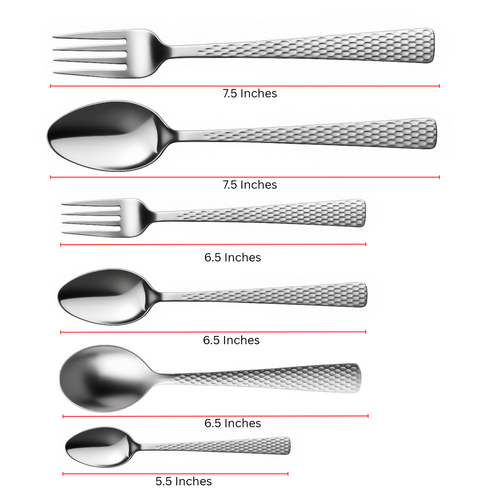 VOELT 24-Piece Stainless Steel Spoon Set | Premium Hammered Handle Cutlery for Home & Kitchen | Elegant Spoons and Forks for Dining & Gifting